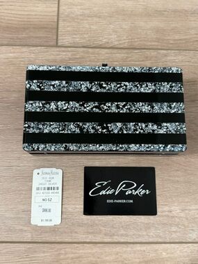 Edie Parker Jean Clutch - Black & Silver Glitter